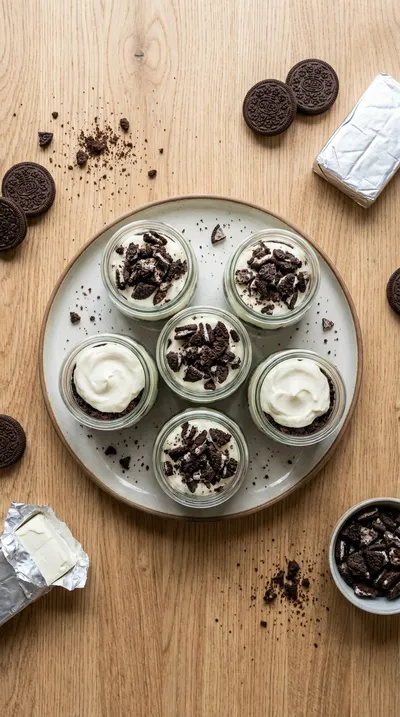 Oreo No-Bake Cheesecake Cups - cooking process
