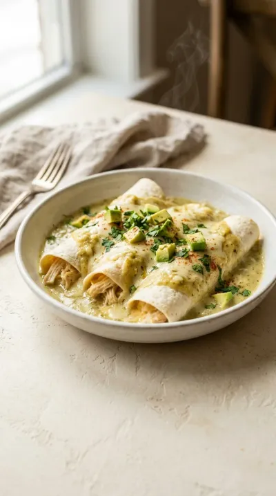 Creamy White Chicken Enchiladas – Easy Mexican Dinner