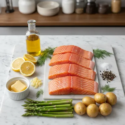 Sheet Pan Lemon Garlic Butter Salmon - cooking process